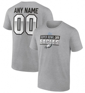 Philadelphia Eagles Fanatics Branded Super Bowl LVII Custom Name & Number T-Shirt - Heather Gray