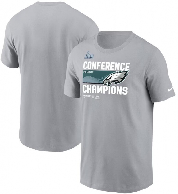 Philadelphia Eagles Nike 2022 NFC Champions Locker Room Trophy Collection T-Shirt - Gray