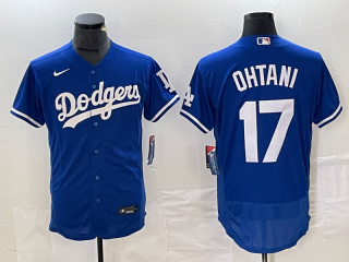Los Angeles Dodgers #17 Shohei Ohtani Blue Flex Base Stitched Baseball Jersey 2