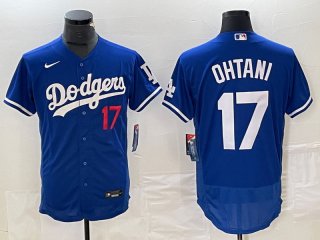 Los Angeles Dodgers #17 Shohei Ohtani Blue Flex Base Stitched Baseball Jersey