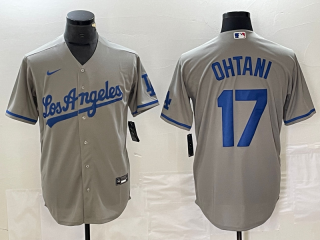Los Angeles Dodgers #17 Shohei Ohtani Grey Cool Base Stitched Jersey