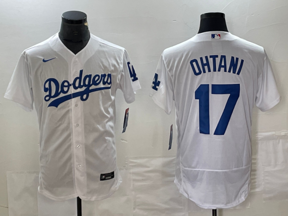 Los Angeles Dodgers #17 Shohei Ohtani White Flex Base Stitched Baseball Jersey 2
