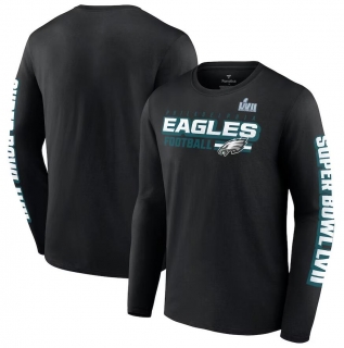 Philadelphia Eagles Fanatics Branded Super Bowl LVII Star Trail Long Sleeve T-Shirt - Black.