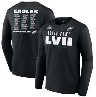 Philadelphia Eagles Fanatics Branded Super Bowl LVII Varsity Roster Long Sleeve T-Shirt - Black