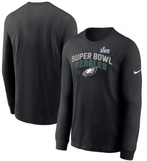 Philadelphia Eagles Nike Super Bowl LVII Team Logo Lockup Long Sleeve T-Shirt - Black.