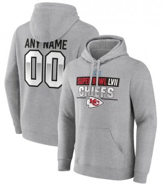 Kansas City Chiefs Fanatics Branded Super Bowl LVII Custom Name & Number Pullover Hoodie - Gray.