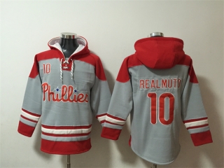 Philadelphia Phillies #10 J.T. Realmuto Gray Red Ageless Must-Have Lace-Up Pullover