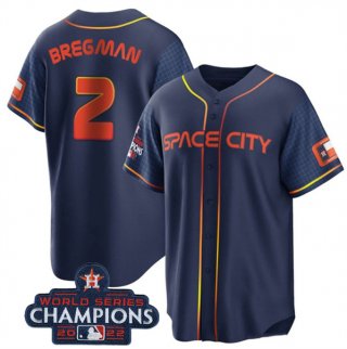 Houston Astros #2 Alex Bregman Navy 2022 World Series Champions City Connect