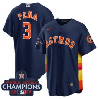 Houston Astros #3 Jeremy Peña Navy 2022 World Series Champions Cool Base Stitched