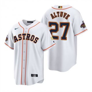 Houston Astros #27 Jose Altuve White Gold 2022 World Series Champions Stitched