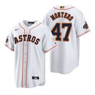 Houston Astros #47 Rafael Montero White Gold 2022 World Series Champions Stitched