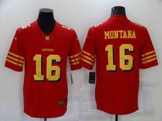 Men's San Francisco 49ers #16 Joe Montana Red Gold Vapor Untouchable Limited Stitched