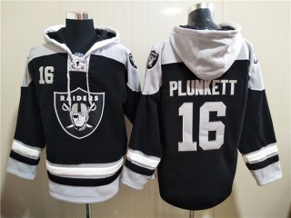 Las Vegas Raiders #16 Jim Plunkett Black Ageless Must-Have Lace-Up Pullover Hoodie