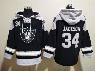 Las Vegas Raiders #34 Bo Jackson Black Ageless Must-Have Lace-Up Pullover Hoodie