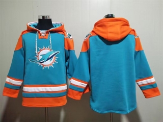 Miami Dolphins Blank Aqua Lace-Up Pullover Hoodie