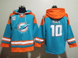 Miami Dolphins #10 Tyreek Hill Aqua Lace-Up Pullover Hoodie