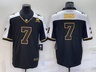 Dallas Cowboys #7 Trevon Diggs Black Gold Thanksgiving With Patch