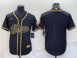 San Francisco 49ers Blank Black Gold With Patch Cool Base Stitched Baseball