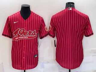 San Francisco 49ers Blank Red With Patch Cool Base Stitched Baseball Jersey