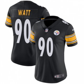 Women's Pittsburgh Steelers #90 T. J. Watt Black Vapor Untouchable Limited Stitched