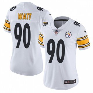 Women's Pittsburgh Steelers #90 T. J. Watt White Vapor Untouchable Limited Stitched