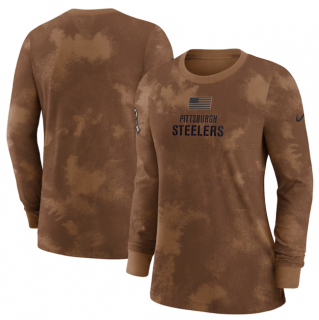 Pittsburgh Steelers Brown 2023 Salute To Service Long Sleeve T-Shirt(Run Small)