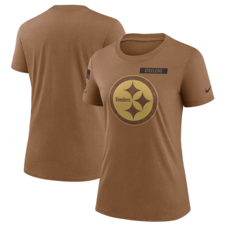 Women's Pittsburgh Steelers 2023 Brown Salute To Service Legend Performance T-Shirt(Run small