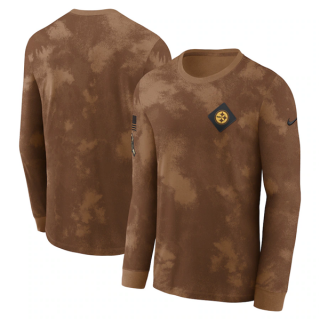 Pittsburgh Steelers Brown 2023 Salute To Service Long Sleeve T-Shirt