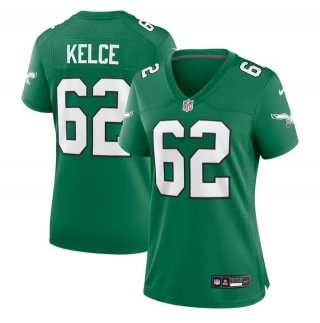 Women Philadelphia Eagles #62 Jason Kelce Green Stitched Football Jersey(Run Small)