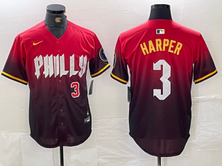 Philadelphia Phillies #3 Bryce Harper Red 2024 City Connect Limited Stitched Jersey 2