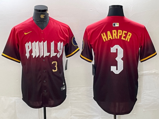 Philadelphia Phillies #3 Bryce Harper Red 2024 City Connect Limited Stitched Jersey 3