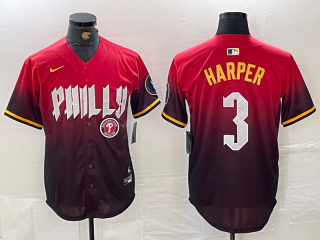 Philadelphia Phillies #3 Bryce Harper Red 2024 City Connect Limited Stitched Jersey 5