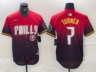 Philadelphia Phillies #7 Trea Turner red 2024 City Connect Stitched Jersey 5