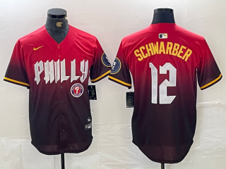 Philadelphia Phillies #12 Kyle Schwarber red 2024 City Connect Limited Stitched Jersey 4