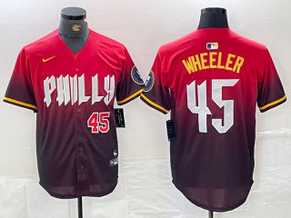 Philadelphia Phillies #45 Zack Wheeler Red 2024 City Connect Stitched Jersey 4
