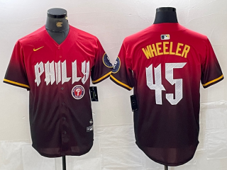 Philadelphia Phillies #45 Zack Wheeler Red 2024 City Connect Stitched Jersey 5