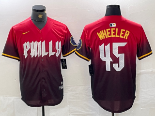 Philadelphia Phillies #45 Zack Wheeler Red 2024 City Connect Stitched Jersey