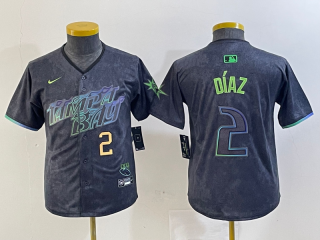 Youth Tampa Bay Rays #2 Yandy Díaz Charcoal 2024 City Connect Limited Stitched Baseball Jersey 2