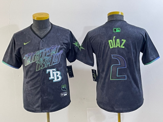 Youth Tampa Bay Rays #2 Yandy Díaz Charcoal 2024 City Connect Limited Stitched Baseball Jersey 5