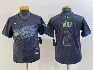 Youth Tampa Bay Rays #2 Yandy Díaz Charcoal 2024 City Connect Limited Stitched Baseball Jersey