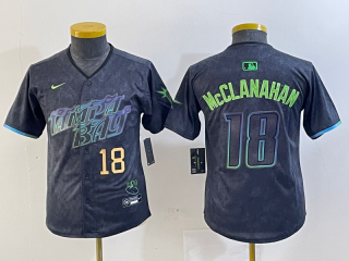 Youth Tampa Bay Rays #18 Shane McClanahan Charcoal 2024 City Connect Limited 2
