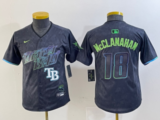 Youth Tampa Bay Rays #18 Shane McClanahan Charcoal 2024 City Connect Limited 5