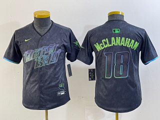 Youth Tampa Bay Rays #18 Shane McClanahan Charcoal 2024 City Connect Limited