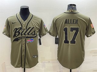 Buffalo Bills #17 Josh Allen 2022 Olive Salute To Service Cool Base Stitched