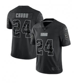 Cleveland Browns #24 Nick Chubb Black Reflective Stitched Jersey