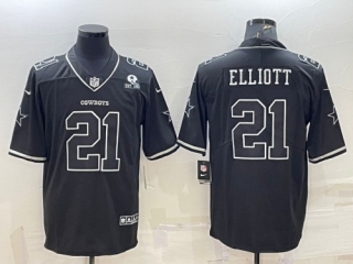 Dallas Cowboys #21 Ezekiel Elliott Black With 1960 Patch Limited Stitched Football