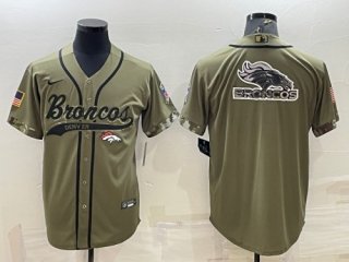 Denver Broncos Olive Salute To Service Team Big Logo Cool Base Stitched Baseball
