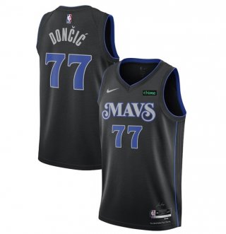 Dallas Mavericks #77 Luka Doncic Black 2023-24 City Edition Stitched Basketball