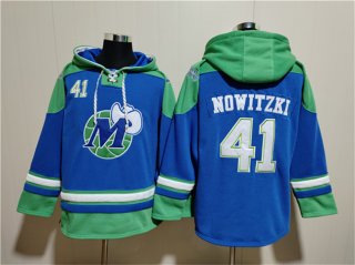 Dallas Mavericks #41 Dirk Nowitzki Royal Ageless Must-Have Lace-Up Pullover Hoodie