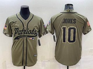 New England Patriots #10 Mac Jones Olive 2022 Salute To Service Cool Base Stitched